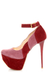 Promise Trustie Wine Red and Pink Color Block Platform Heels