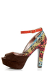 Pink & Pepper Leilla Brown Multi Southwest Print Platform Heels