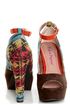 Pink & Pepper Leilla Brown Multi Southwest Print Platform Heels