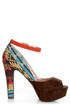 Pink & Pepper Leilla Brown Multi Southwest Print Platform Heels
