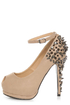 Privileged Arrow Tan Spiked and \\\\\\\\\\\\\\\'Stoned Platform Pumps