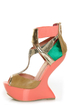 Privileged Blithe Coral and Tan Texture Block Heelless Platforms