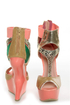 Privileged Blithe Coral and Tan Texture Block Heelless Platforms