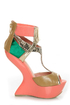 Privileged Blithe Coral and Tan Texture Block Heelless Platforms