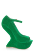 Privileged Dexter Green Peep Toe Heelless Platforms