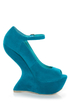 Privileged Dexter Teal Peep Toe Heelless Platforms