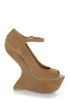 Privileged Dexter Tan Peep Toe Heelless Platforms