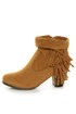Privileged Jax Tan Fold-over Fringe Ankle Boots