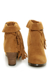 Privileged Jax Tan Fold-over Fringe Ankle Boots