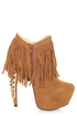 Privileged Lolla Chestnut Fringe and Filigree Platform Booties