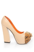 Privileged Lux Beige Spiked Cap-Toe Platform Heels