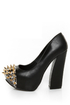 Privileged Lux Black Spiked Cap-Toe Platform Heels