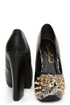 Privileged Lux Black Spiked Cap-Toe Platform Heels