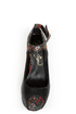 Privileged Mistique Black and Floral Peep Toe Wedges