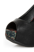 Privileged Mistique Black and Floral Peep Toe Wedges