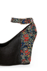 Privileged Mistique Black and Floral Peep Toe Wedges
