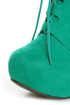 Privileged Nissa Green Lace-Up Fringe Wedge Booties