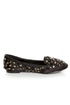 Privileged Sage Black Satin Studded Smoking Slipper Flats
