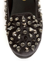 Privileged Sage Black Satin Studded Smoking Slipper Flats