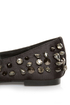 Privileged Sage Black Satin Studded Smoking Slipper Flats