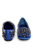 Privileged Sage Royal Blue Satin Studded Smoking Slipper Flats