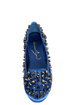 Privileged Sage Royal Blue Satin Studded Smoking Slipper Flats
