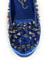 Privileged Sage Royal Blue Satin Studded Smoking Slipper Flats