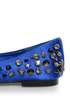 Privileged Sage Royal Blue Satin Studded Smoking Slipper Flats