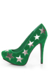 Anne Michelle Viral 68 Green Star Cutout Platform Pumps