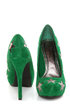 Anne Michelle Viral 68 Green Star Cutout Platform Pumps