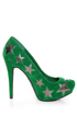 Anne Michelle Viral 68 Green Star Cutout Platform Pumps