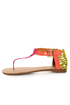 Qupid Agency 148 Fuchsia Suede Neon Color Block Thong Sandals