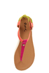 Qupid Agency 148 Fuchsia Suede Neon Color Block Thong Sandals