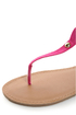 Qupid Agency 148 Fuchsia Suede Neon Color Block Thong Sandals