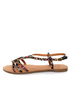Qupid Athena 472A Black Fabric Tribal Print Strappy Flat Sandals
