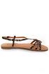 Qupid Athena 472A Black Fabric Tribal Print Strappy Flat Sandals