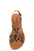 Qupid Athena 472A Black Fabric Tribal Print Strappy Flat Sandals