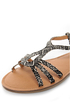 Qupid Athena 472A Black Fabric Tribal Print Strappy Flat Sandals