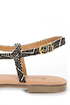 Qupid Athena 472A Black Fabric Tribal Print Strappy Flat Sandals