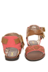Qupid Athena 514A Tan & Coral Patterned Flat Sandals