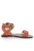 Qupid Athena 514A Tan & Coral Patterned Flat Sandals