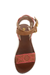 Qupid Athena 514A Tan & Coral Patterned Flat Sandals
