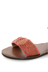 Qupid Athena 514A Tan & Coral Patterned Flat Sandals