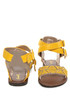 Qupid Athena 514A Yellow & Taupe Patterned Flat Sandals