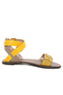 Qupid Athena 514A Yellow & Taupe Patterned Flat Sandals