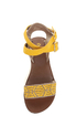 Qupid Athena 514A Yellow & Taupe Patterned Flat Sandals