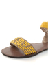 Qupid Athena 514A Yellow & Taupe Patterned Flat Sandals