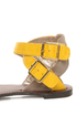 Qupid Athena 514A Yellow & Taupe Patterned Flat Sandals