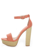 Qupid Enclose 56 Coral High Heel Platform Sandals