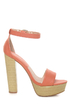 Qupid Enclose 56 Coral High Heel Platform Sandals